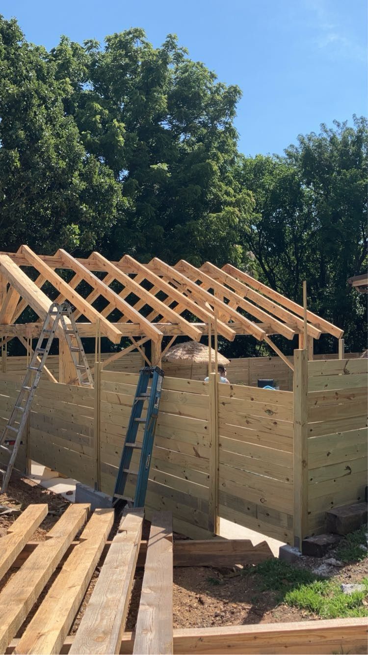 Pavilion rafters going up