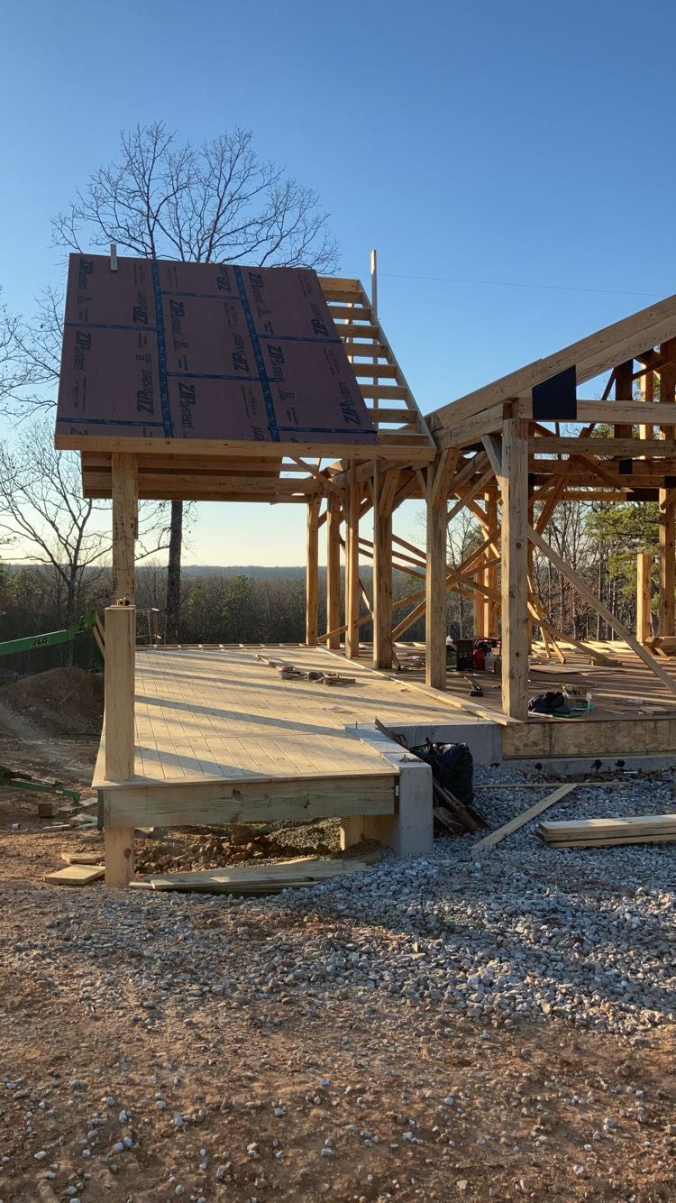 Timber frame structure with deck