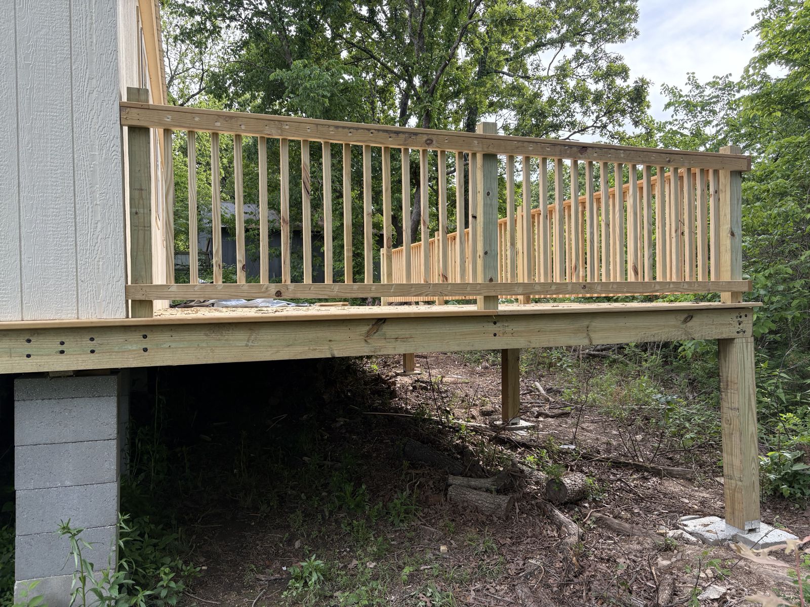 Raised deck on posts