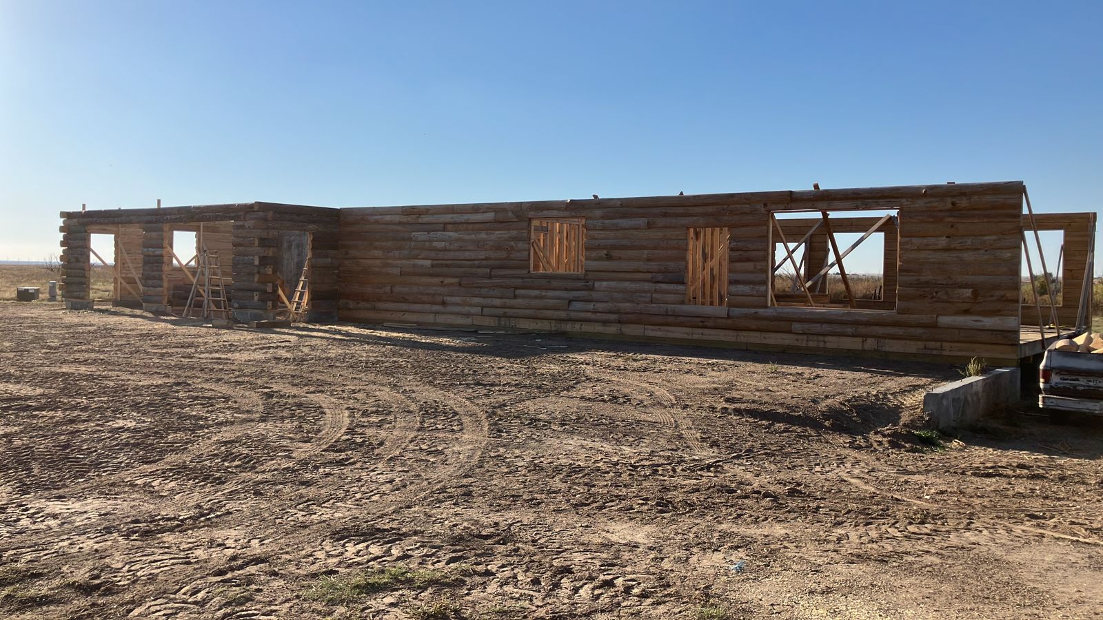 Log cabin shell on site