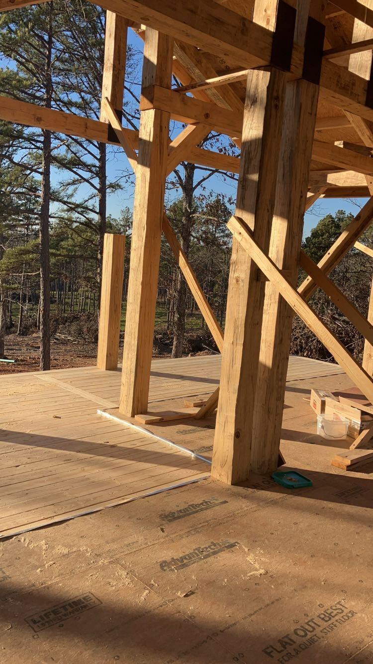 Heavy timber posts and bracing