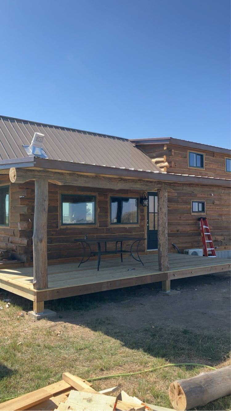 Cabin porch and metal roof